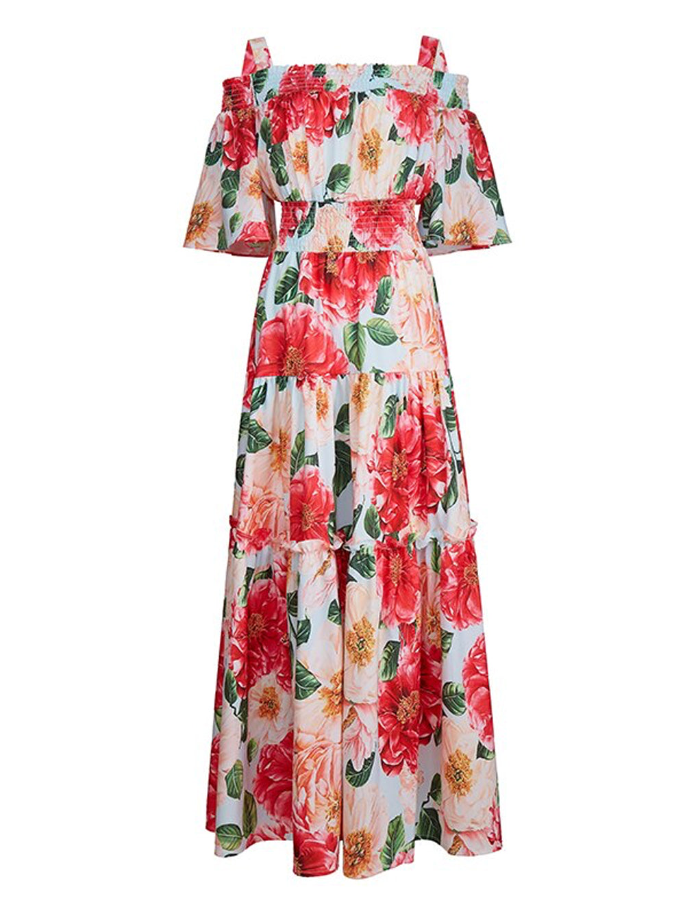 CLARA Floral Midi Dress PM1108 Red / S Official JT Merch