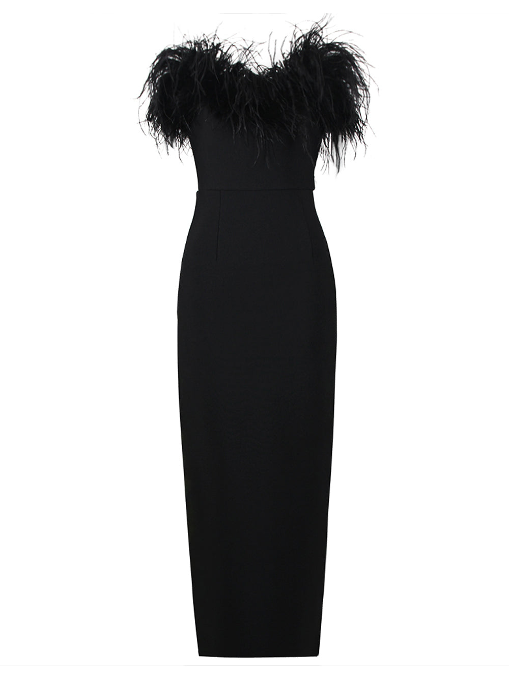 CHELLA Feathers Maxi Dress PM1108 Black / XS Official JT Merch