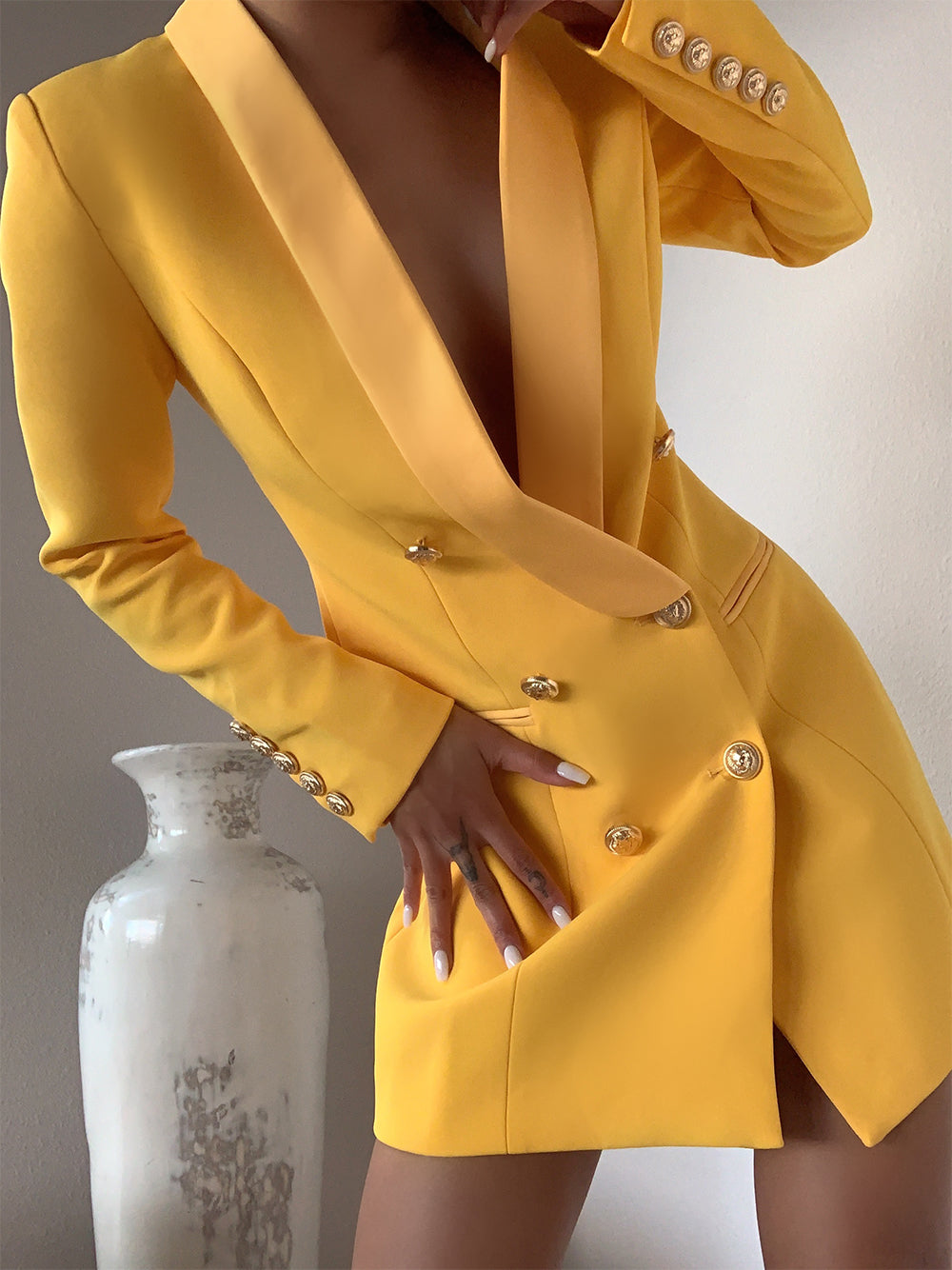 K/BILL Double Breasted Blazer Dress PM1108 Yellow / S Official JT Merch