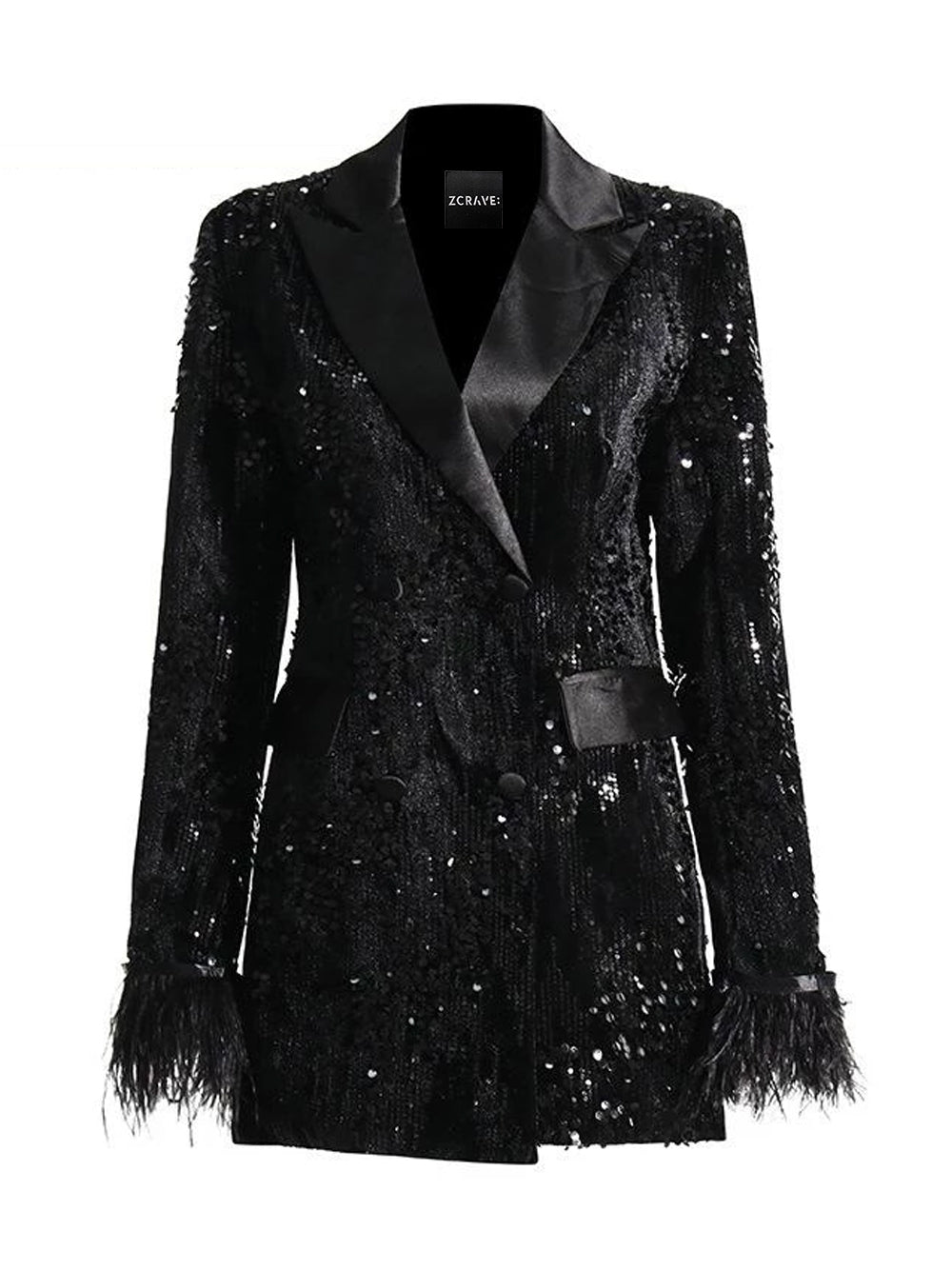 LETTE Sequins Blazer Dress PM1108 Black / S Official JT Merch