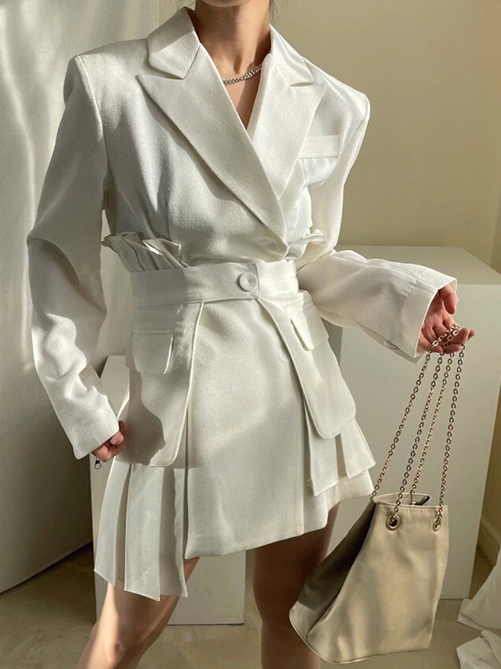 ANKKA Blazer Dress PM1108 White / S Official JT Merch