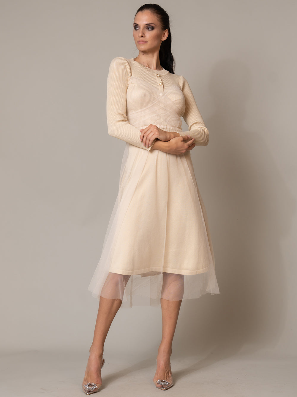 COOPER Midi Dress PM1108 Beige / One Size Official JT Merch